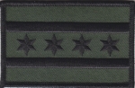 Chicago Flag Illinois Patch SUBDUED BLACK on OD GREEN